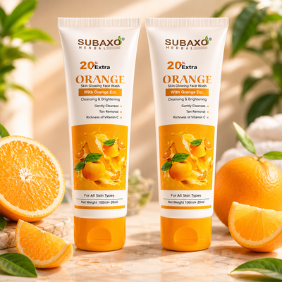 Subaxo Orange Face Wash for Natural Glow & Tan Removal (each 120 ml, pack of 2)