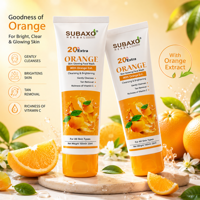 SUBAXO Orange Herbal Face Wash | Gently Cleanses Skin & Remove Tan (120ml, Pack of 2)