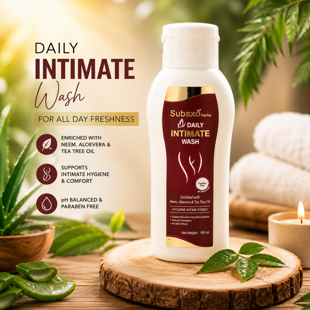 Subaxo Herbs Daily Intimate Wash (Pack of 2,each 100ml)