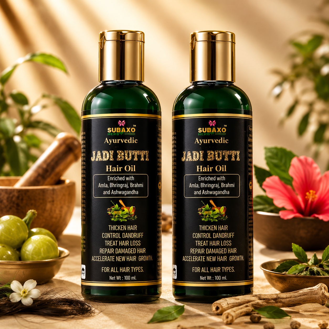 SUBAXO Herbal Hair Oil | Repair & Growth Formula, Jadi Buti Hair Oil (Pack of 2 x200ml)