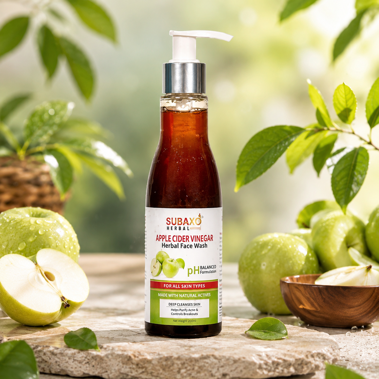 SUBAXO Herbal Apple Cider Vinegar Face Wash, skin Glowing, Deep Cleansing, Oil Control face wash For Women & Men (200ml)