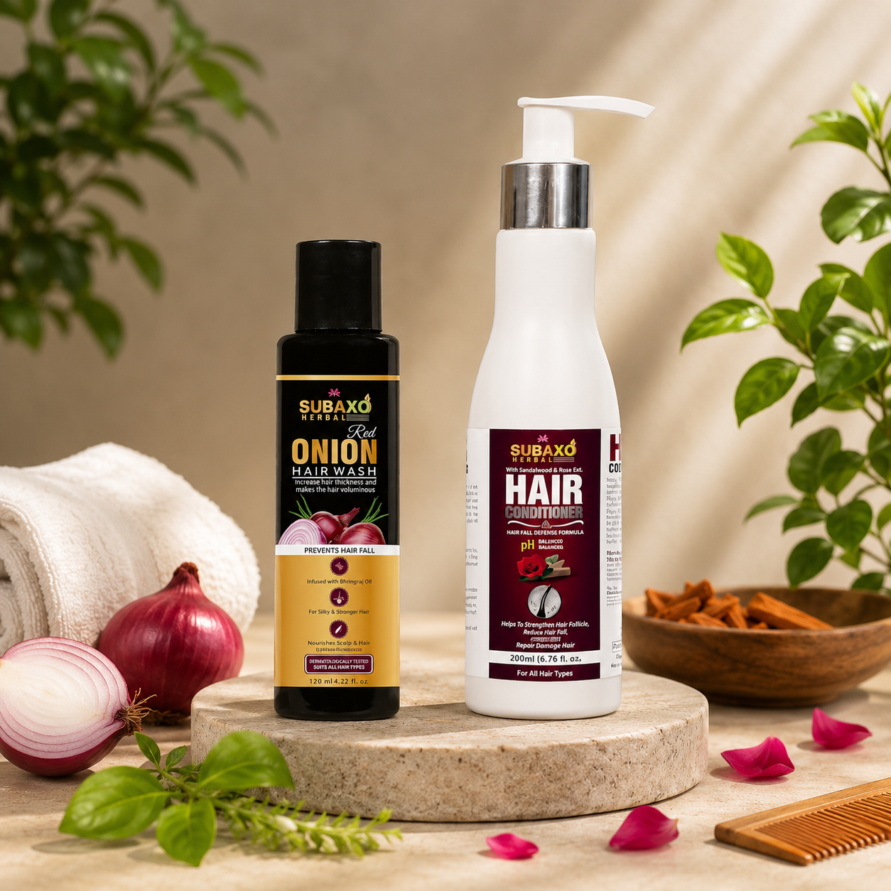 Subaxo Herbal Hair Care Combo- Anti Hair Fall Shampoo (120 ml) & Herbal Hair Conditioner (200ml)