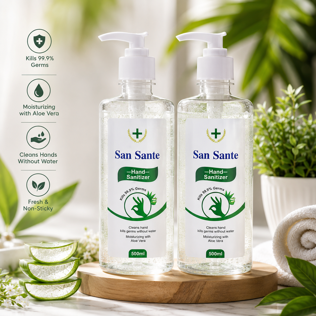 San Sante Hand Sanitizer - 50 ml , 500 ml Pack of 2
