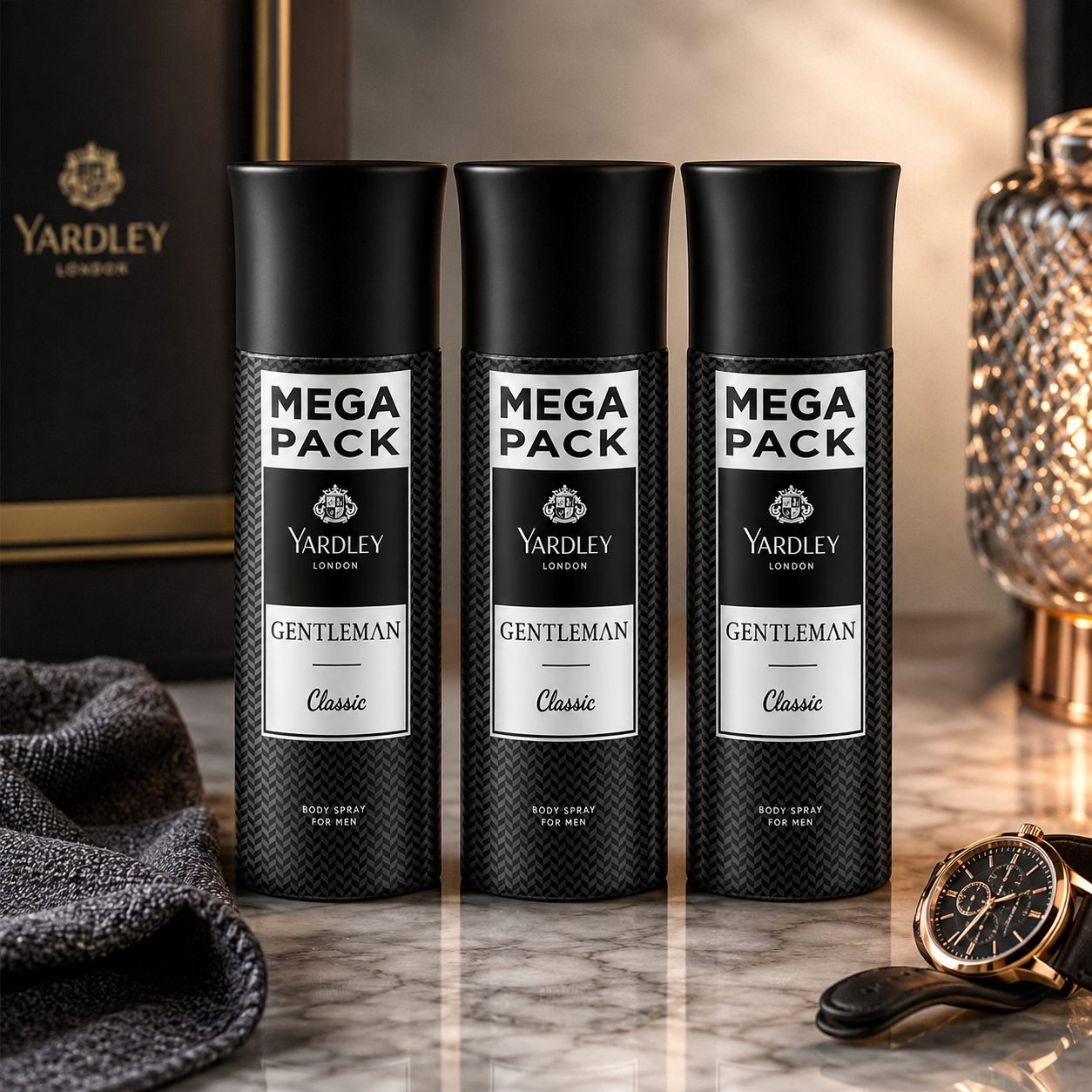 Yardley London Gentleman Classic Deo Body Spray for Men - 220ml (Pack of 3)