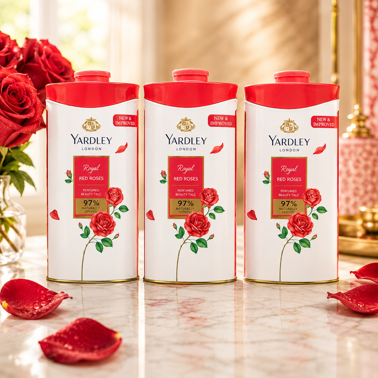 Yardley London Red Roses Talc (Pack of 3) (3 x 250 g)