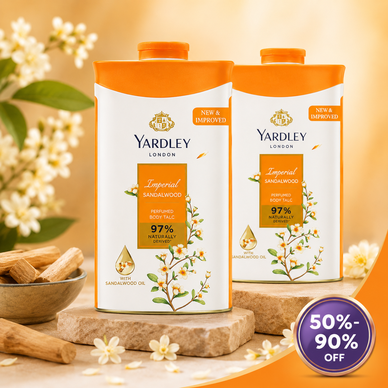 YARDLEY IMPERIAL SANDALWOOD TALC 250GM PA OF 2 (2 x 250 g)