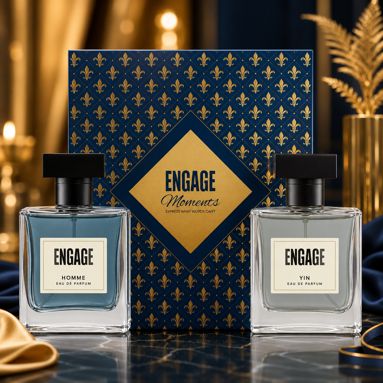 Engage Gift Set - Moments Luxury Perfume Gifts for Men, Homme & Yin, 200ml, Long Lasting Smell Men Perfume (Pack of 2)