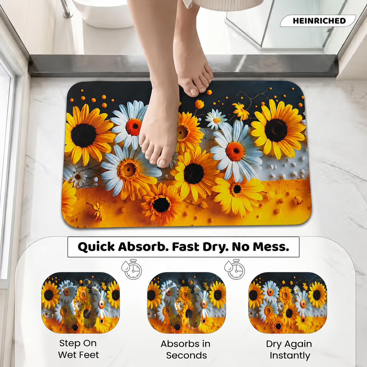 7D Multipurpose Mat – Design 1 | Non-Slip Absorbent Microfiber Rug | 36x56 cm