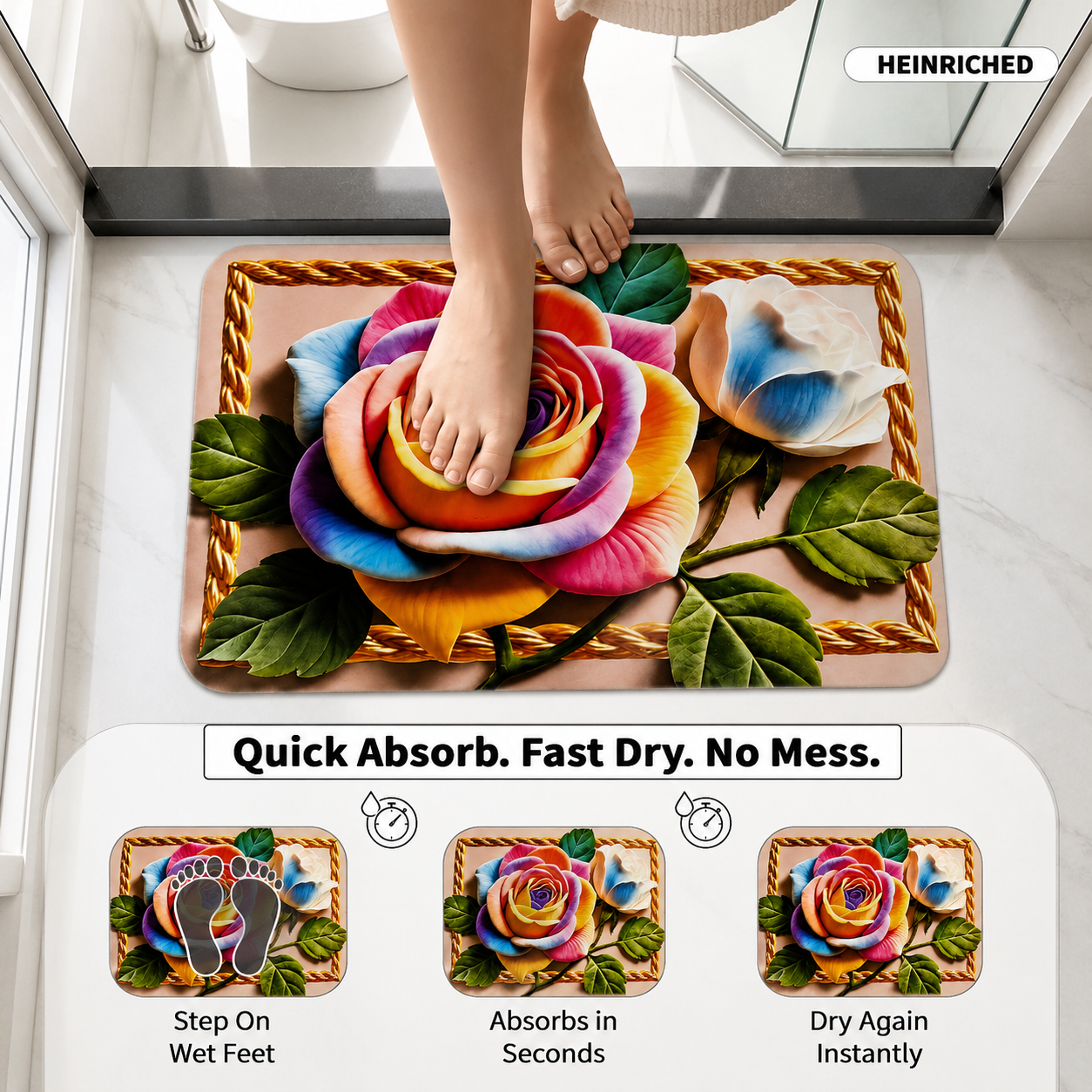 7D Multipurpose Mat – Design 3 | Non-Slip Absorbent Microfiber Rug | 36x56 cm