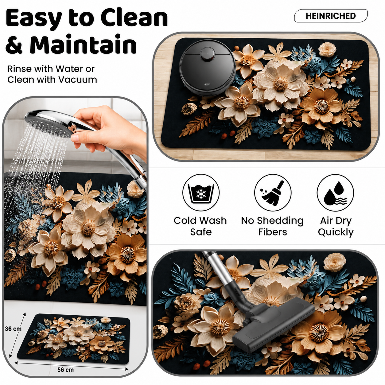 7D Multipurpose Mat – Design 6 | Non-Slip Absorbent Microfiber Rug | 36x56 cm