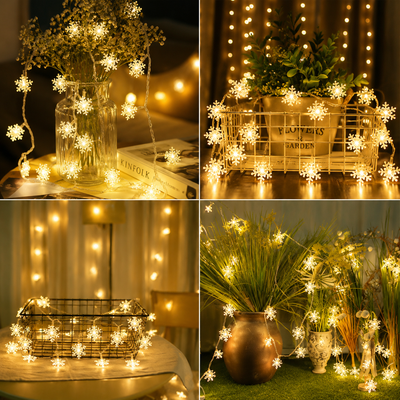 Festive Snowflake String Lights for Home & Garden (14 Lights)