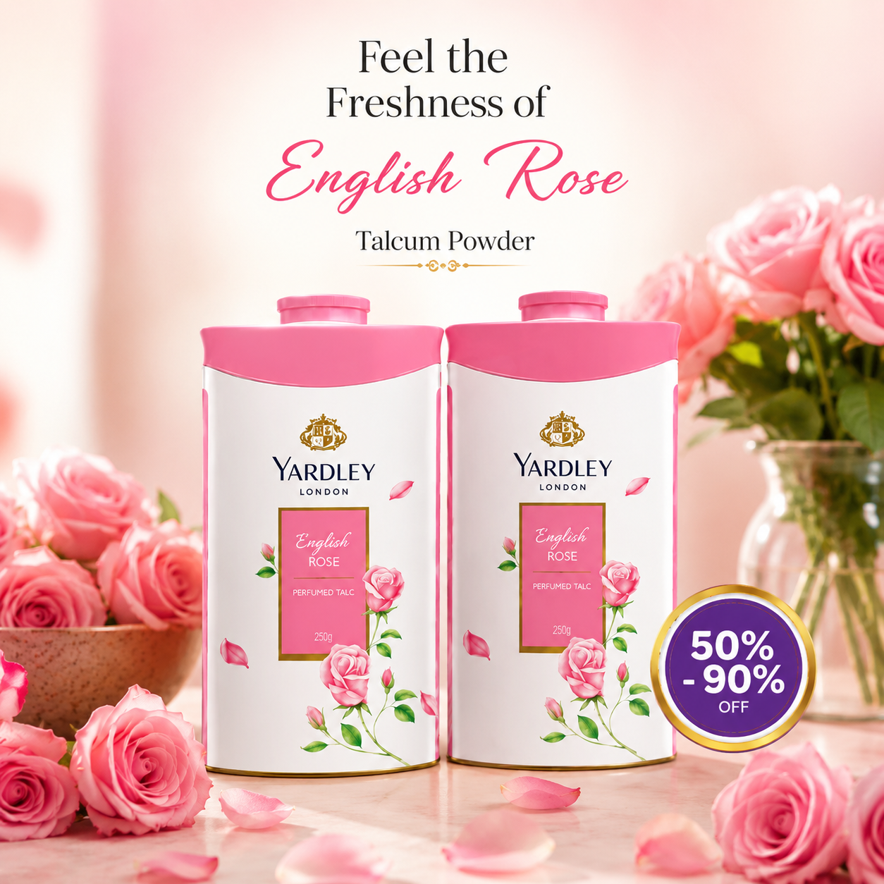 Yardley London English Roses Talc - 250gm (Pack of 2)