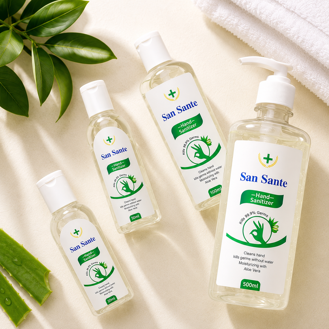 San Sante Hand Sanitizer - 50 ml, 100ml, 200 ml ,500 ml Pack of 4