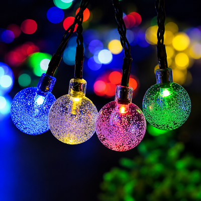 Multicolor Crystal Snowflake Ball LED String Lights (14 Lights)