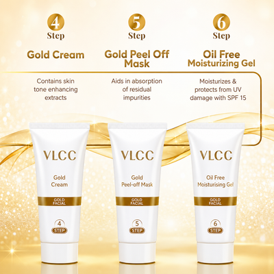 VLCC Gold Facial Kit. Bright & glowing skin - Parlour Glow (6 x 1.67 g)