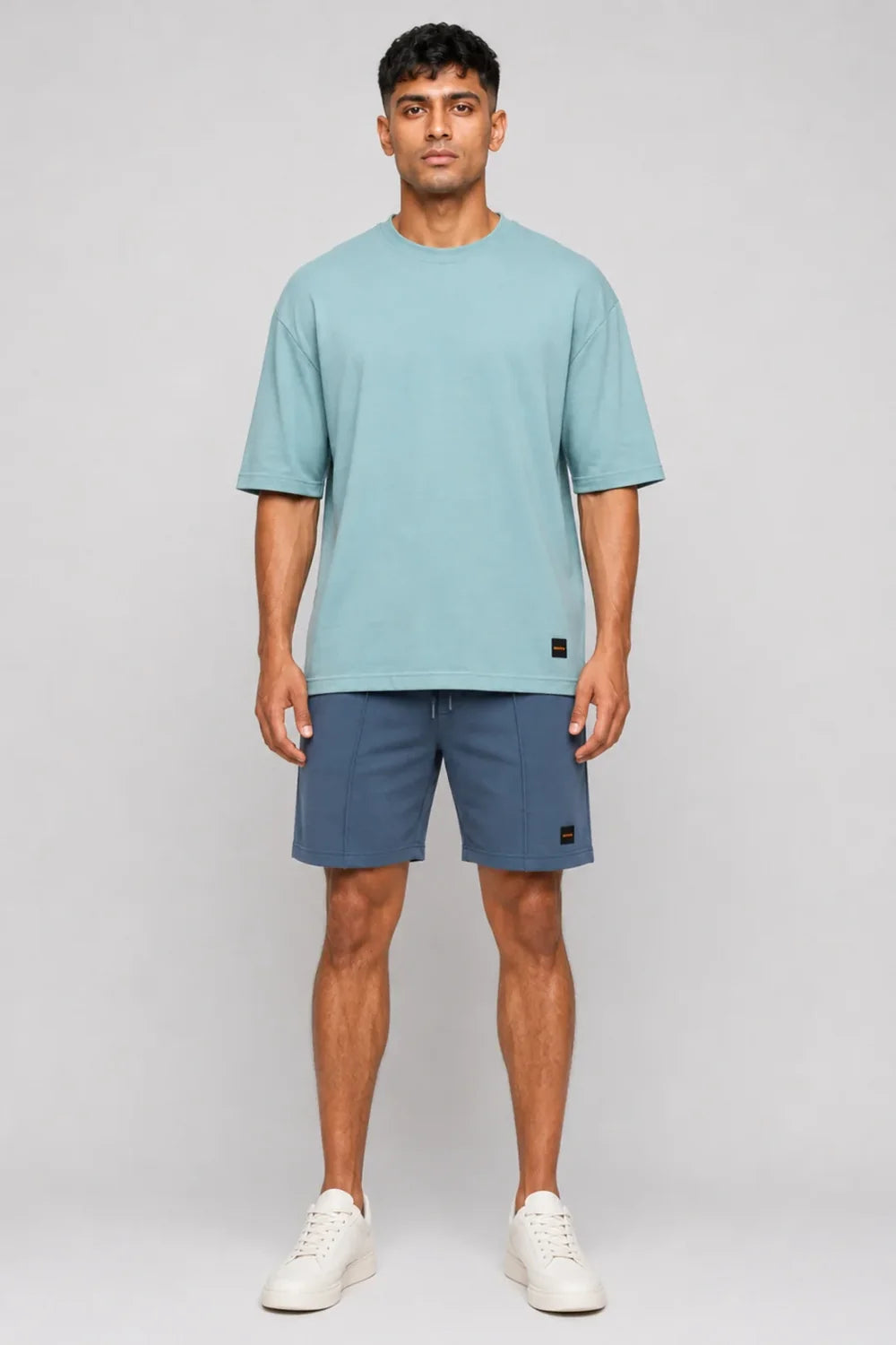 HUSTLE Men's Crew Neck Relax Fit Tees - Dull Blue