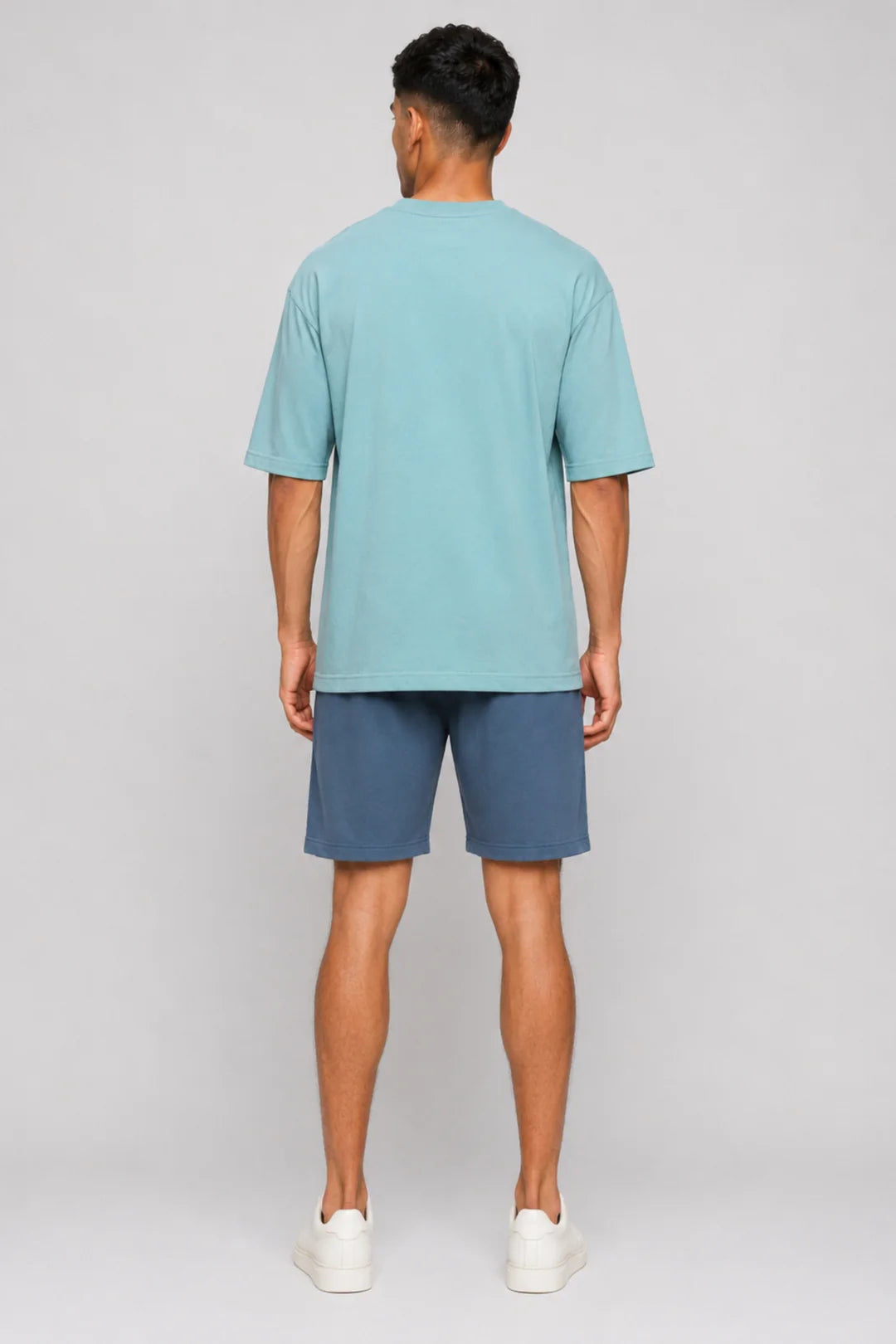 HUSTLE Men's Crew Neck Oversized Tees - Dull Blue
