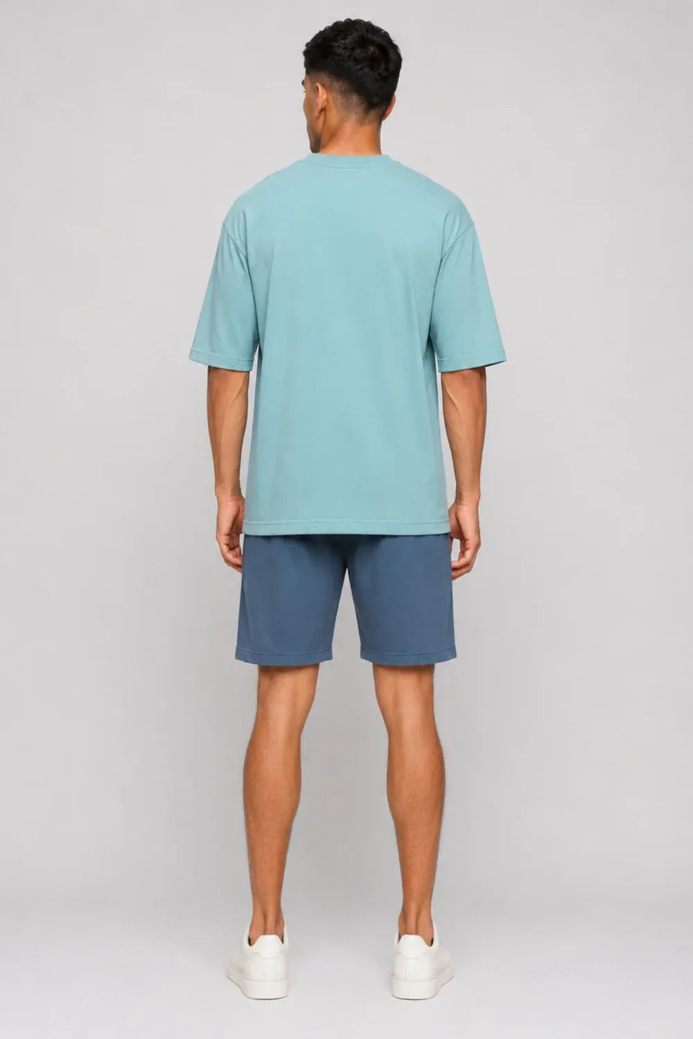 HUSTLE Men's Crew Neck Relax Fit Tees - Dull Blue