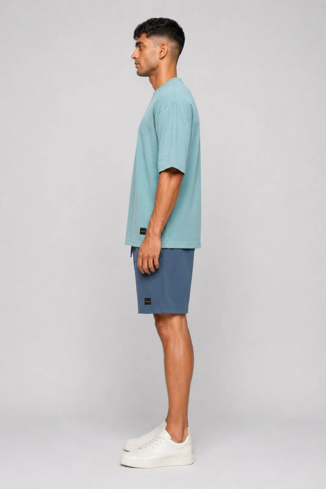 HUSTLE Men's Crew Neck Oversized Tees - Dull Blue