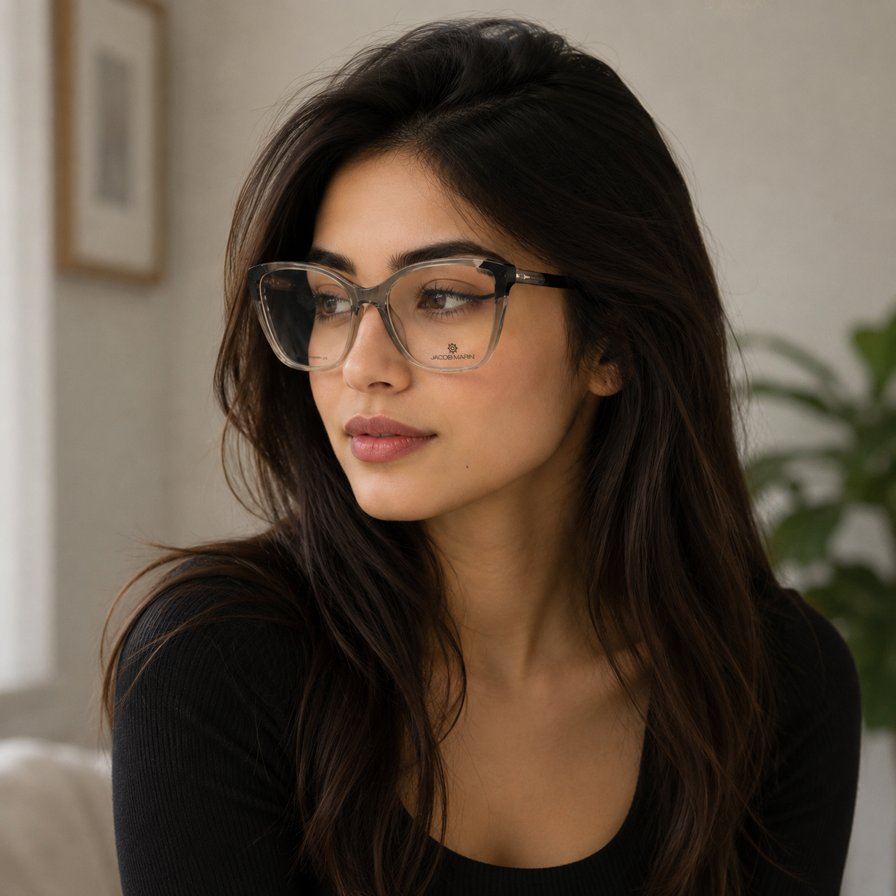 Jacob Marin Full Rim Cat-Eye Frame For Women 146mm