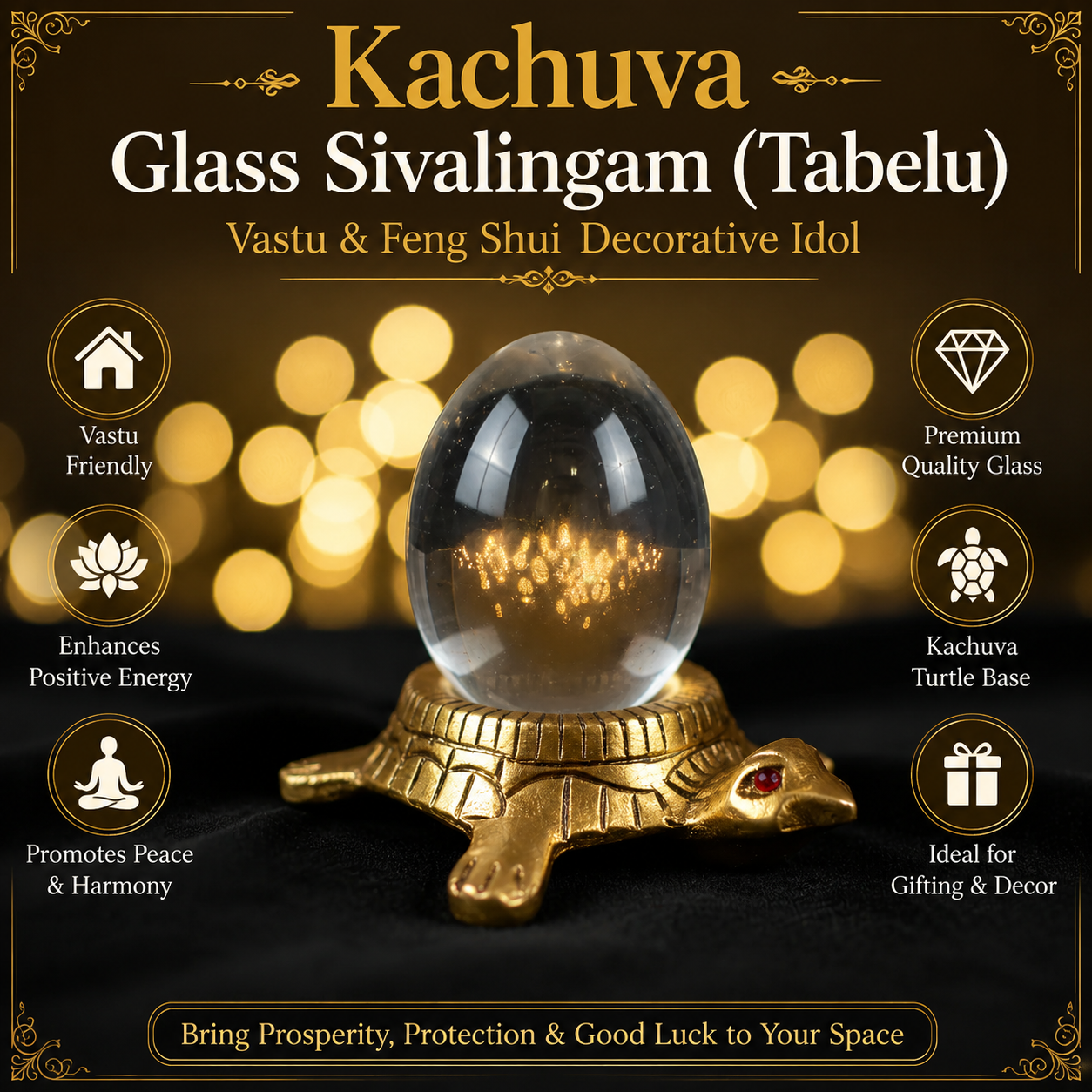 Kachuva Glass Sivalingam (Tabelu) Vastu & Feng Shui Decorative Idol
