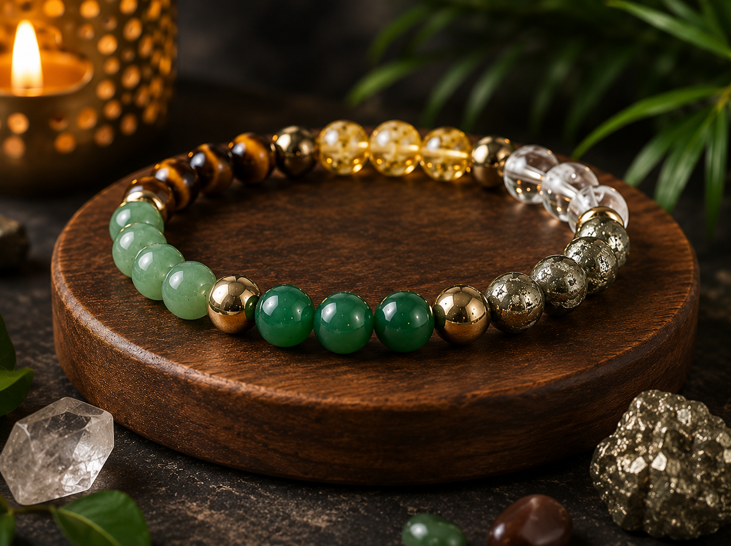 Money Magnet Crystal Bracelet for Wealth, Success & Positive Energy – Natural Gemstone Stretch Bracelet for Men & Women