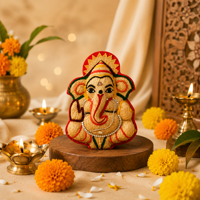 Ottiveru Ganapati Handmade Ganesha Wall Hanging Idol for Pooja and Gifting
