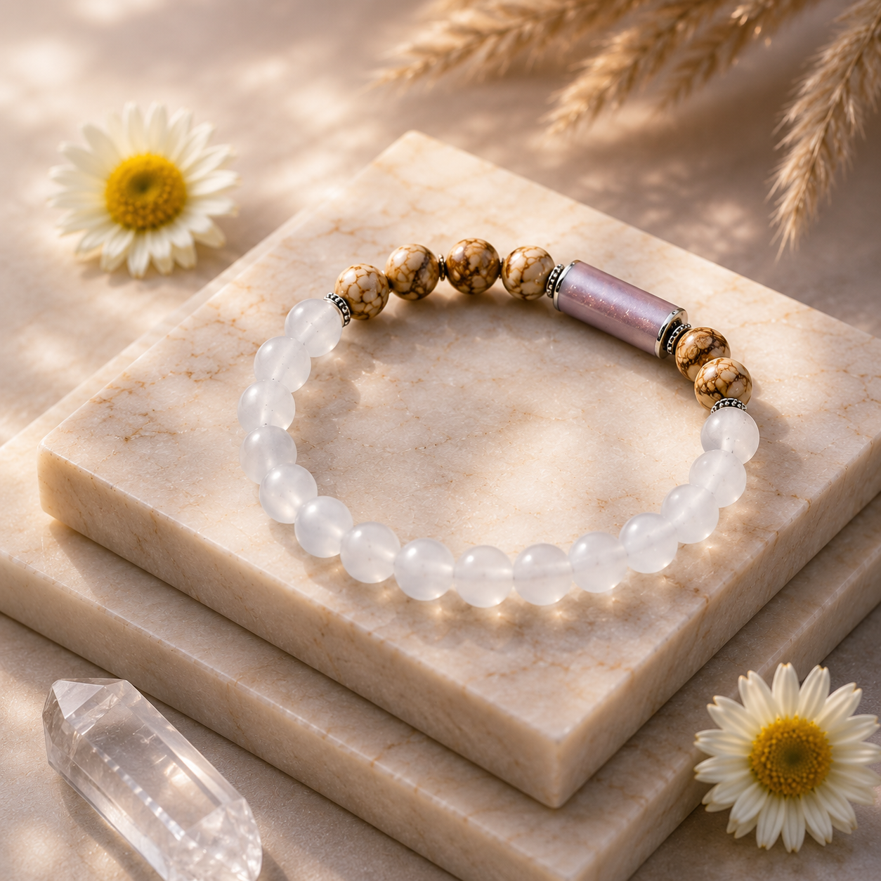 Libra Rashi Bracelet (Tula Rashi-తులా రాశి)– Semi Precious Gemstone Beaded Bracelet for Energy, Strength & Positivity