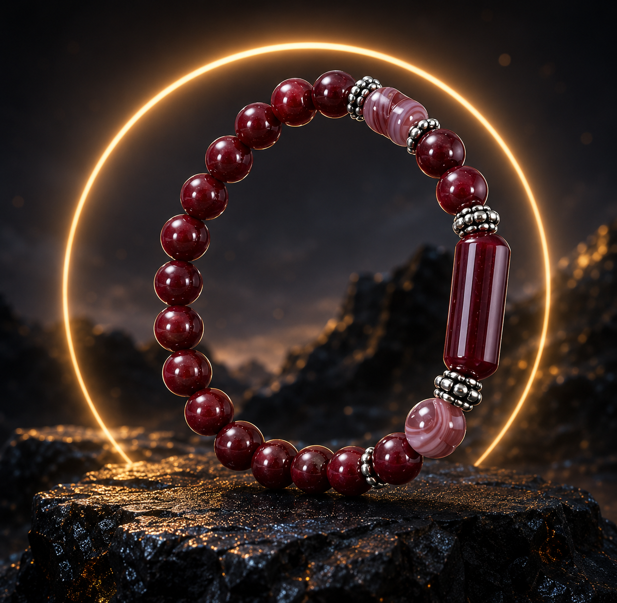 Aries Rashi Bracelet (Mesh Rashi-మేష రాశి) – Semi Precious Gemstone Beaded Bracelet for Energy, Strength & Positivity