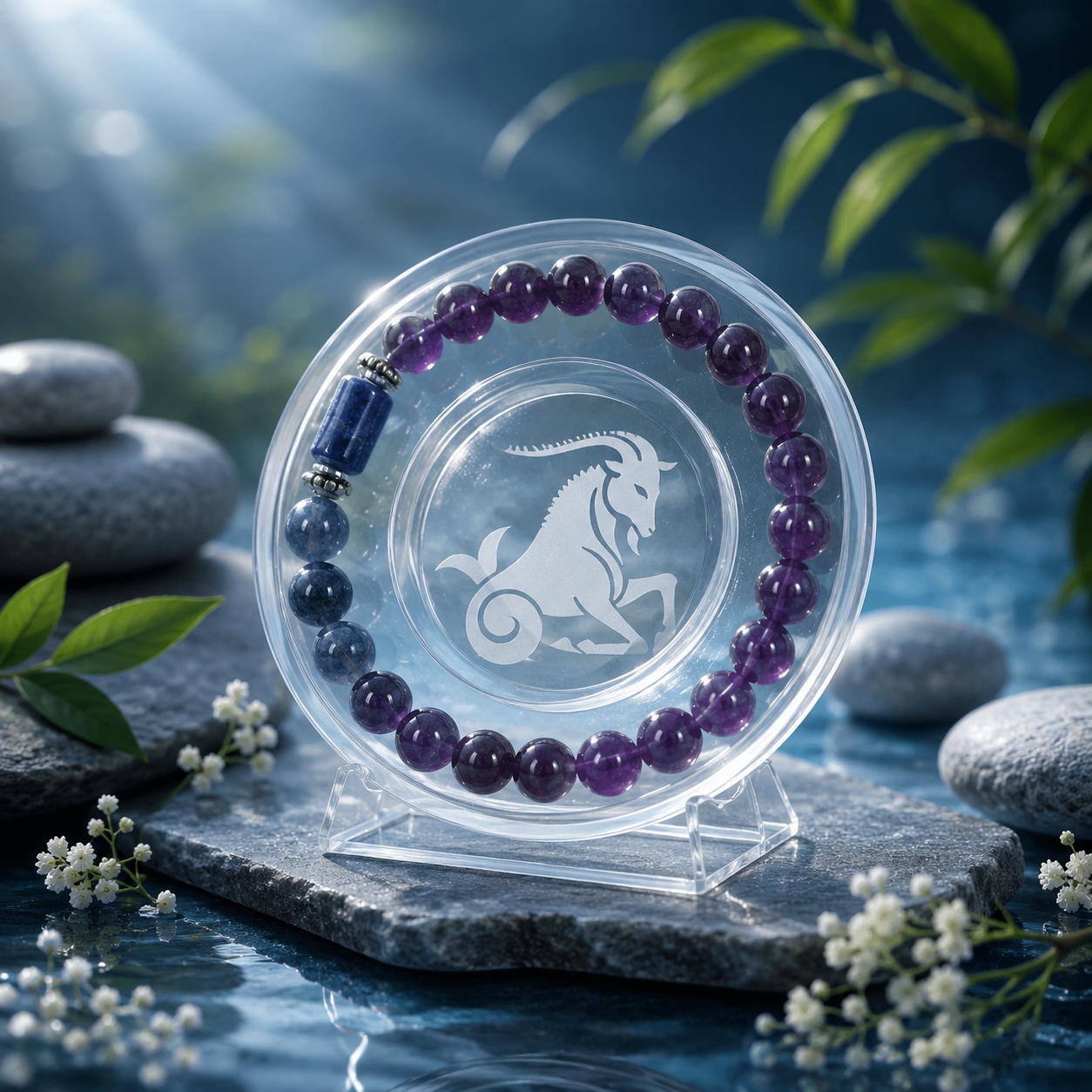 Capricorn Rashi Bracelet (Makar Rashi-మకర రాశి)– Semi Precious Gemstone Beaded Bracelet for Energy, Strength & Positivity