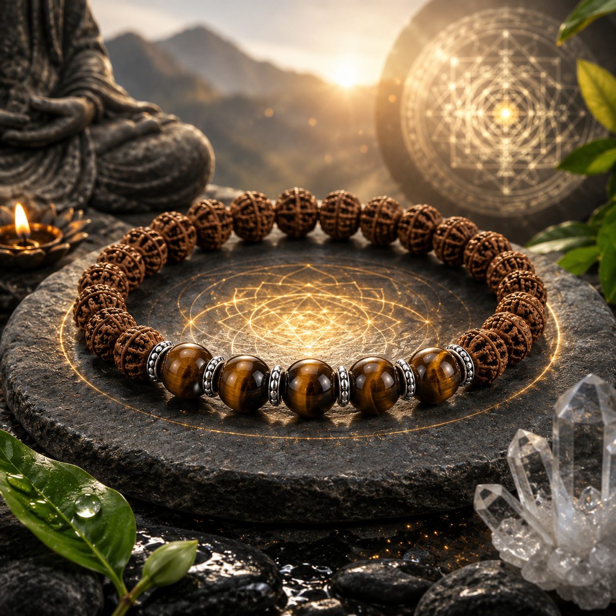 Rudraksha Gems Energy Bracelet – Natural Beads for Protection, Balance & Positive Energy