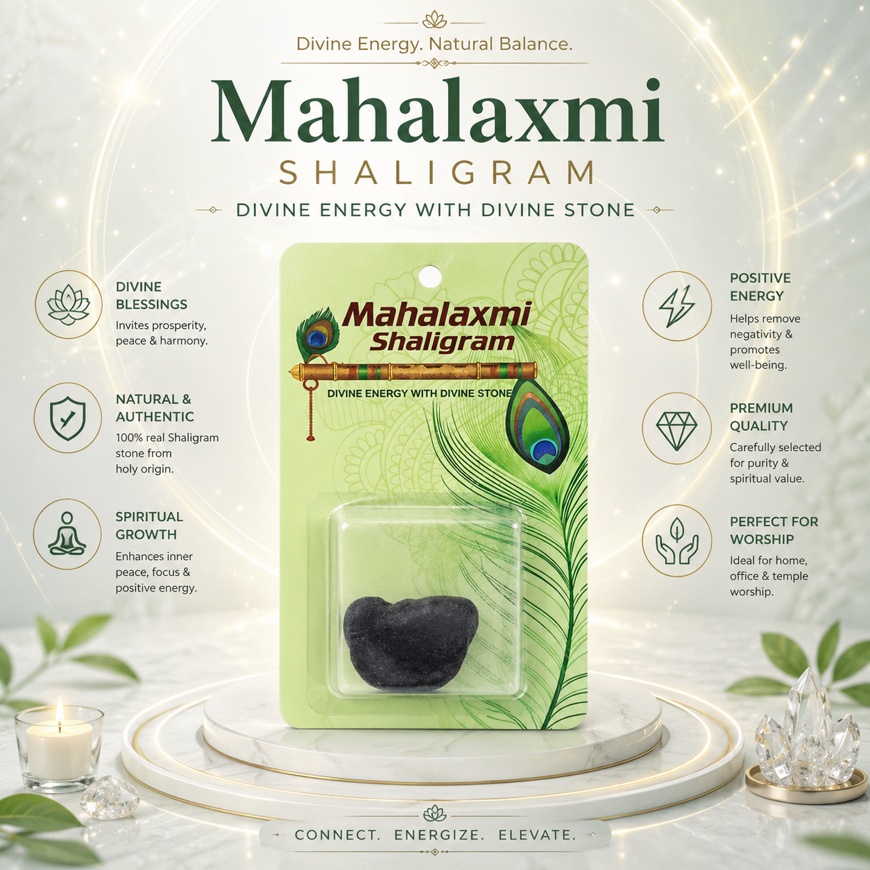 Mahalaxmi Shaligram – Sacred Lakshmi-Vishnu Salagrama Shila for Wealth, Prosperity & Divine Blessings