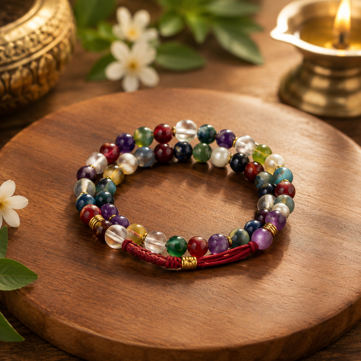 Navratan Mala (Nine Gemstone Beads) – Balance, Positivity & Spiritual Energy Necklace