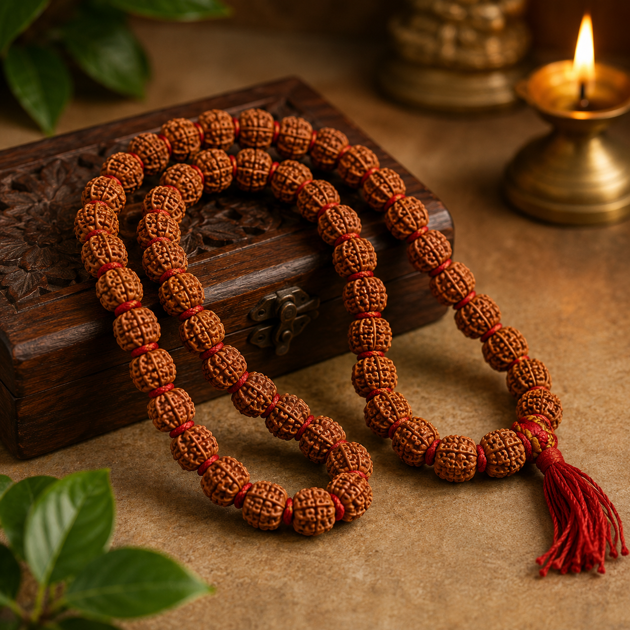 Rudraksha Kantha Mala 54 Beads – Natural Sacred Bead Short Mala for Prayer & Daily Wear