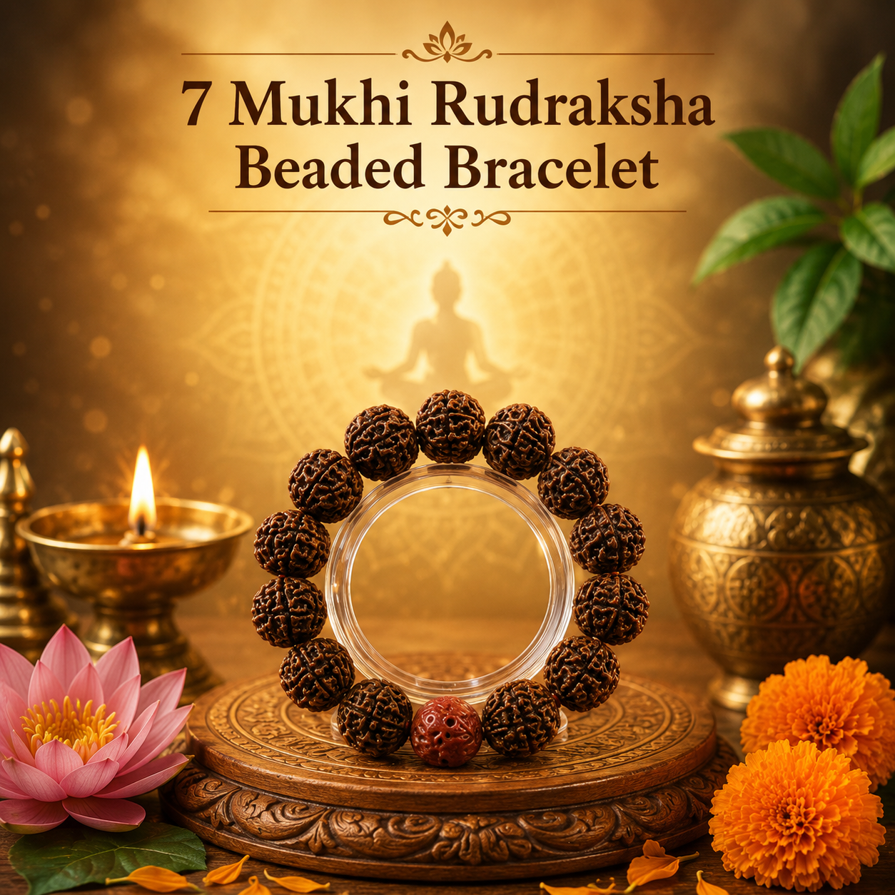 Sacred 7 Mukhi Rudraksha Beaded Bracelet for Financial Stability