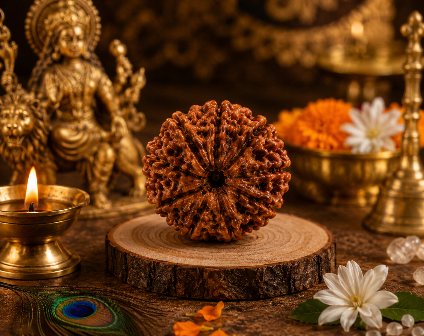 9 Mukhi Rudraksha Bead – Durga Blessing Sacred Natural Rudraksha
