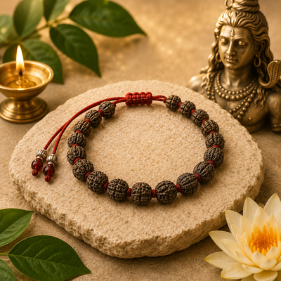 3 Mukhi Rudraksha Bracelet – Sacred Beaded Bracelet for Confidence, Energy & Emotional Healing