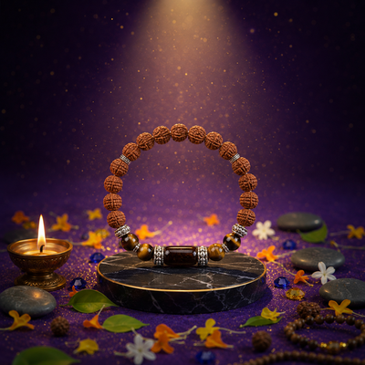 Leo Rashi Rudraksha Bracelet (Simha Rashi-సింహ రాశి) – Strength, Creativity & Positive Energy Band