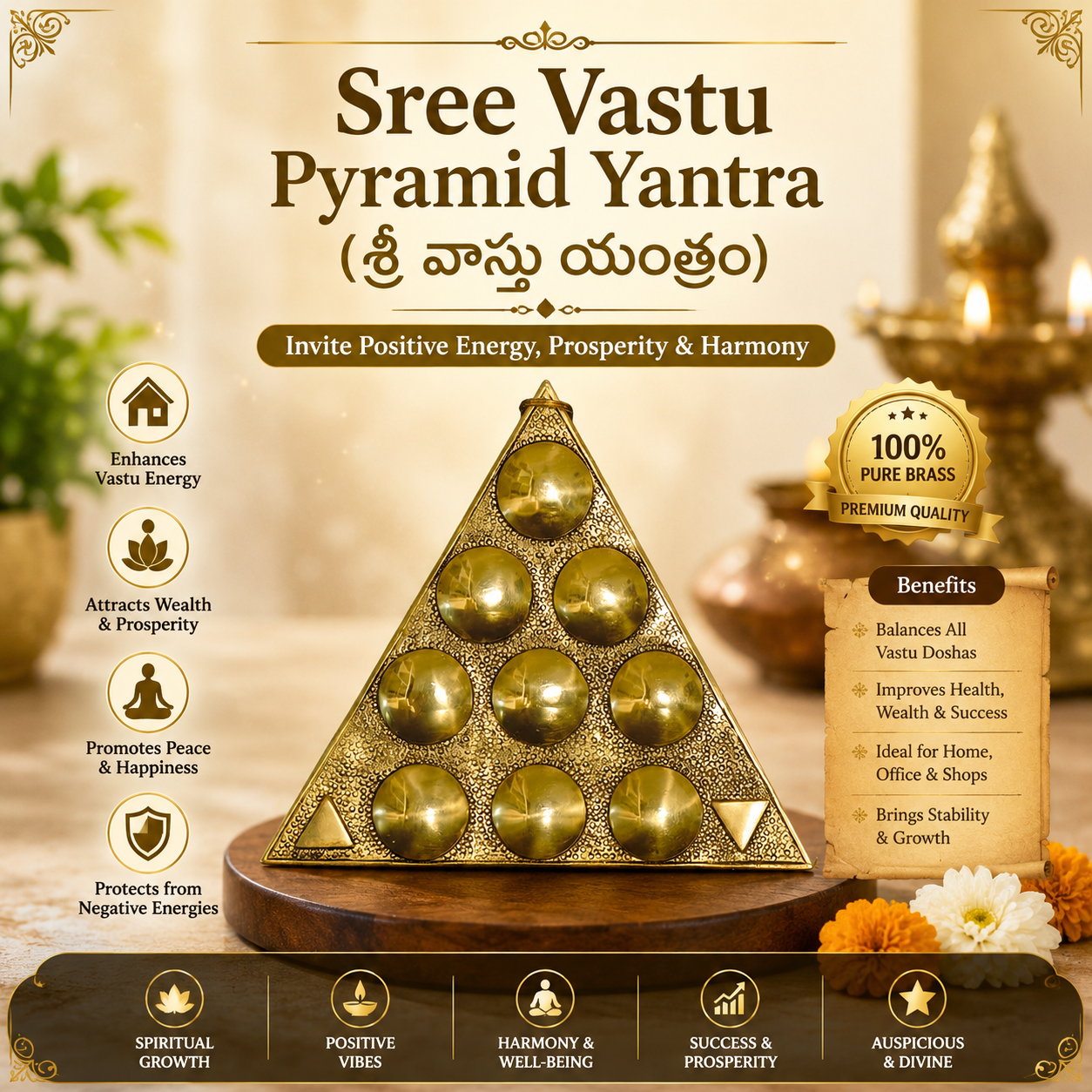 Sree Vastu -Pyramid Yantra (శ్రీ వాస్తు యంత్రం)