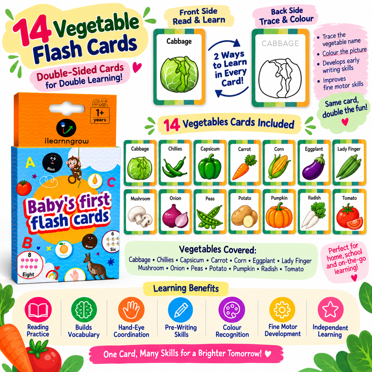 ilearnngrow Vegetable Flash Card