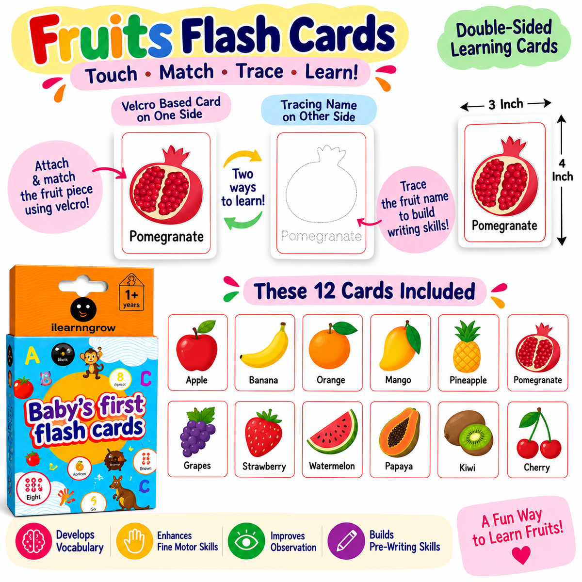 ilearnngrow Fruits Flash Card