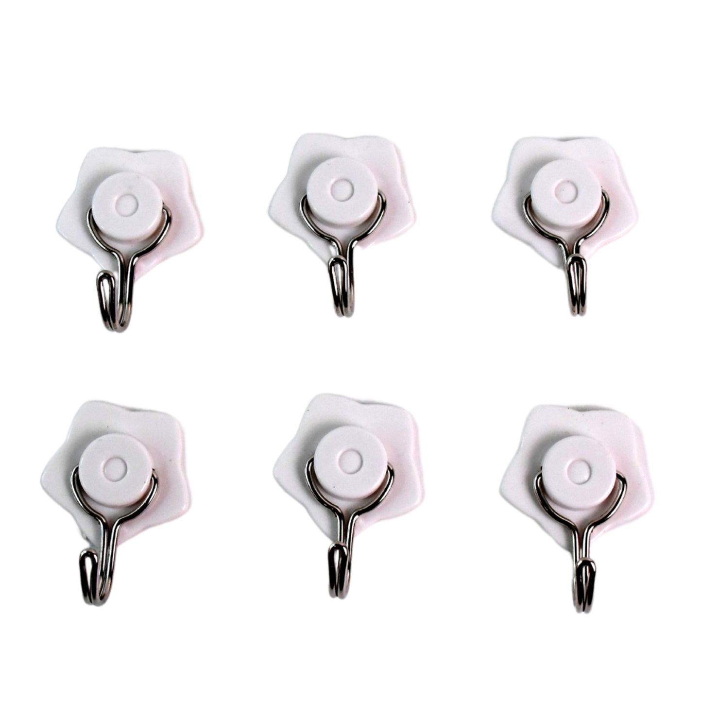 Multipurpose Self Adhesive Plastic Wall Hooks - 6 Pcs