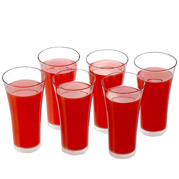 Transparent Juicy Glass Set – 300ml (6 Pcs, Plastic)