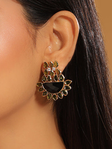 22K Gold Plated Dark Crystal Stud Earrings