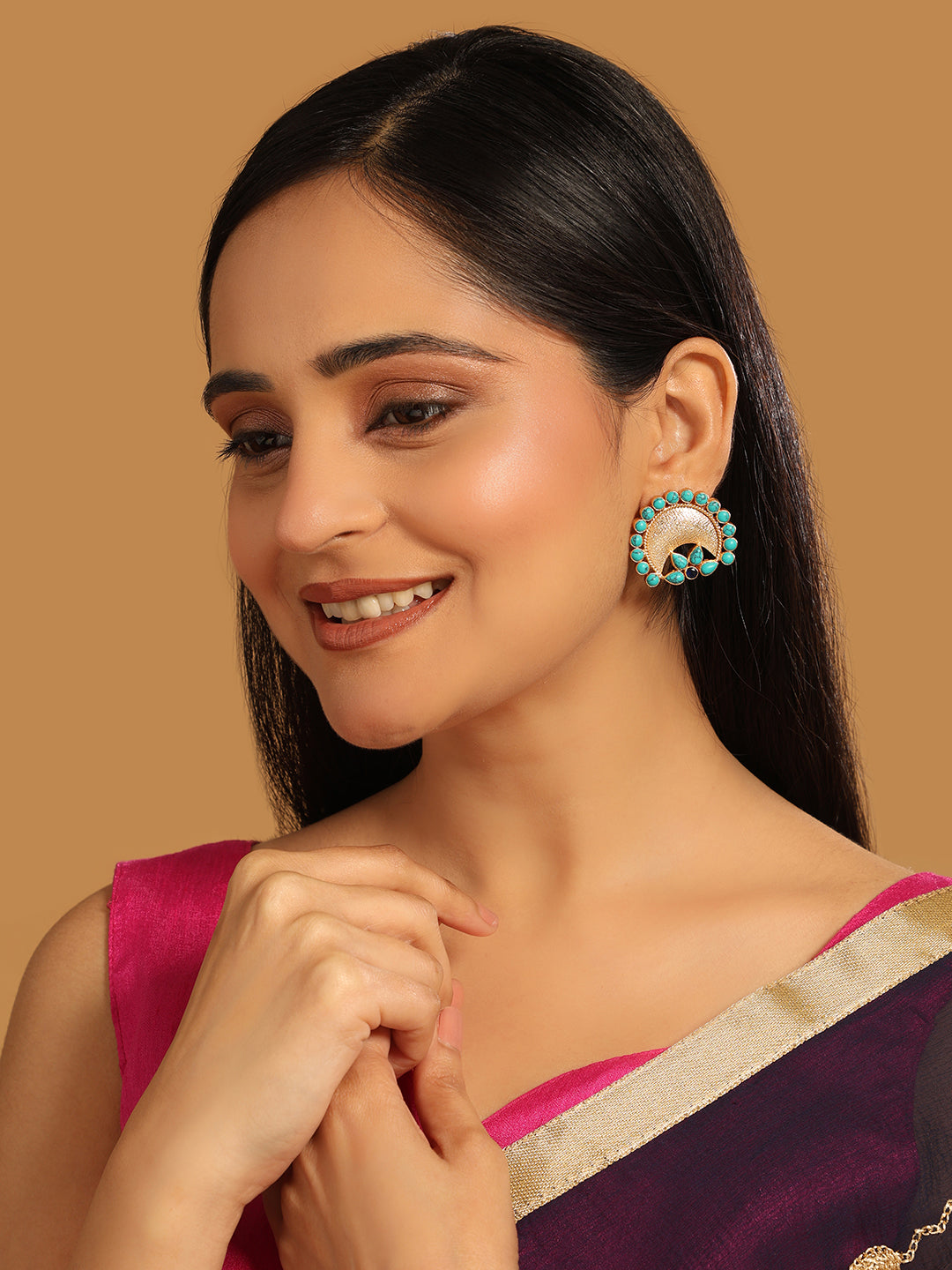 Turquoise Chand Stud Earrings