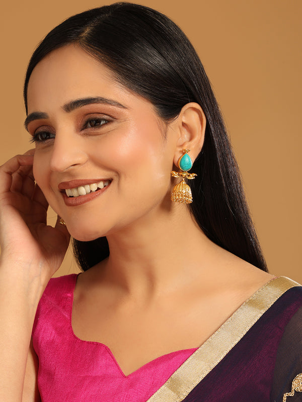 22K Gold Plated Turquoise Jhumki