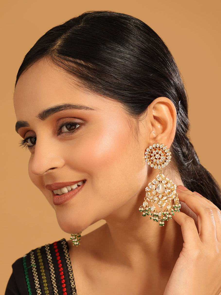 22K Gold Plated Traditional Kundan Dangler
