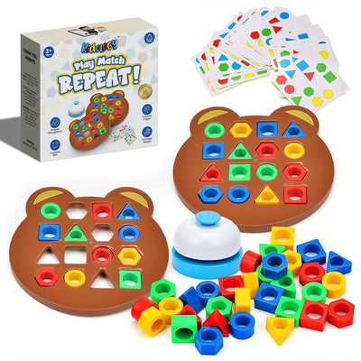 Kidology Geometric Shape and Color Matching Puzzle Board Game with Bell for Kids 3+ Years | Sensory Educational, Fun and Learning Toy for Children | Ideal for Gifting, Multicolor