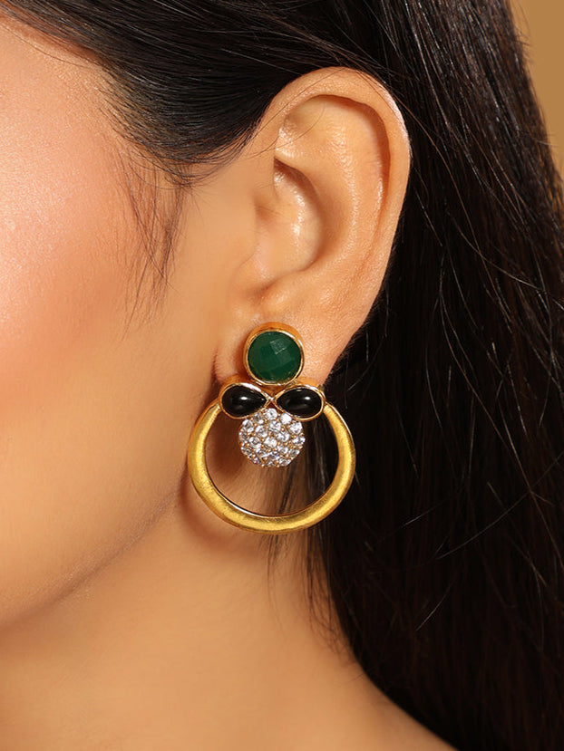 22K Gold Plated Cubic Zirconia Contemporary  Earrings