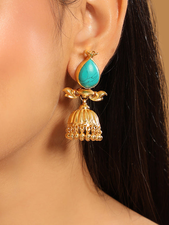 22K Gold Plated Turquoise Jhumki
